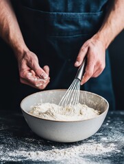 Whisking batter to perfection: creating a smooth, uniform blend for delicious baked goods.