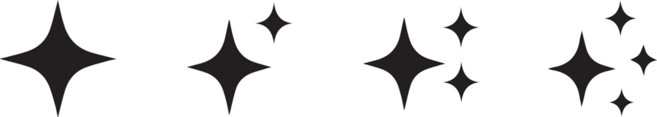 sparkle star icon set. simple star burst symbol.