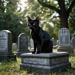 black cat on the roof