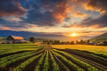 sunset over the field
