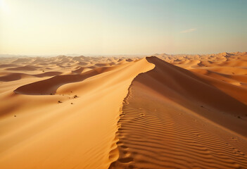 Majestic Sand Dune Under the Vast Blue Sky in the Sahara Desert