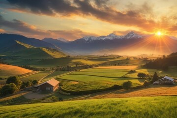 sunset over the mountains