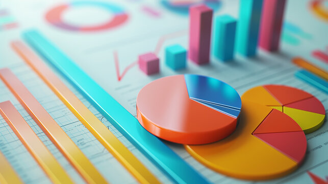 business statistics info graphics, pie charts, bar graphs, and numerical data, business growth analysis