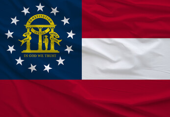 Flag of Georgia, High Quality fabric and Grunge Image of Georgia USA. USA states Georgia Fabric flag.
