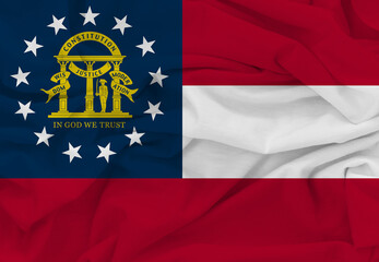 Flag of Georgia, High Quality fabric and Grunge Image of Georgia USA. USA states Georgia Fabric flag.