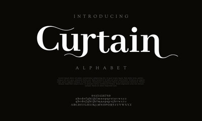 Curtain typography beauty fashion elegant minimalist serif italic fonts decorative wedding vintage retro logos. Minimal luxury font alphabet logo. Vector illustration