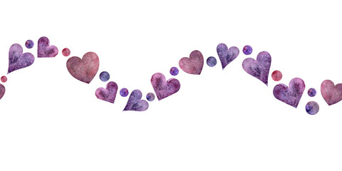 A Stunning Decorative Border Featuring Beautiful, Colorful Watercolor Hearts and Dots Design