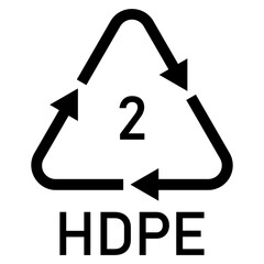 Illustration plastics recycling codes HDPE 2. High-density polyethylene