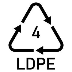 Illustration plastics recycling codes LDPE 4. Low-density polyethylene