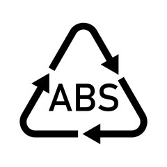 Illustration plastics recycling codes ABS. Acrylonitrile butadiene styrene