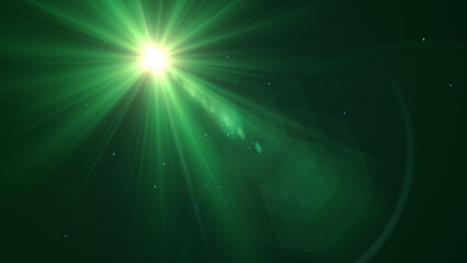 Green Flare Lights With Lens Flare, Widescreen 4K Resolution