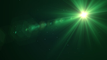 Green Flare Lights With Lens Flare, Widescreen 4K Resolution