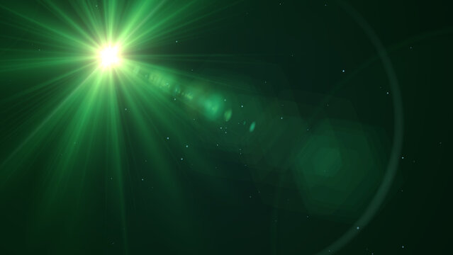 Green Flare Lights With Lens Flare, Widescreen 4K Resolution