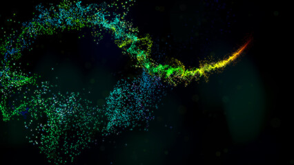 Rainbow Wavy Lines of Light with Turbulence Particles, Widescreen 4K Resolution