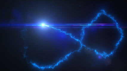 Blue Wavy Lines of Light with Turbulence Particles and Lens Flare, Widescreen 4K Resolution