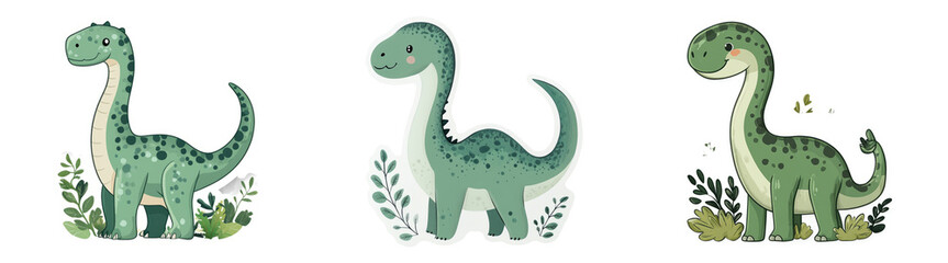 Obraz premium Cartoon dinosaur illustration isolated on transparent PNG perfect for childrenâ€™s designs or educational visuals.