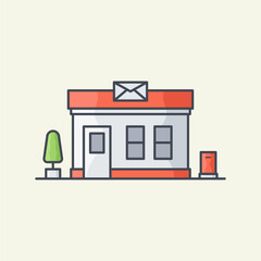Post Office Building Vector Art Illustration