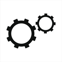 Setting icon vector, tools, cog, gear icon silhouette vector, cog wheel, gear wheel icon vector flat illustration isolated on white background.