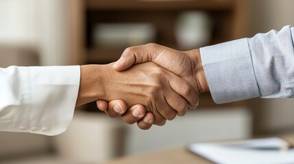 A lawyer shaking hands with a client, symbolizing the promise of legal support, lawyerclient handshake, legal commitment