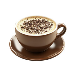 Obraz premium Delicious Chocolate Sprinkled Cappuccino in a Brown Ceramic Cup
