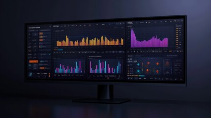 Vibrant interface showing OTT platform analytics with ad slots being optimized in real-time, OTT advertising, data-driven marketing strategies