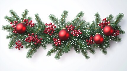 Holiday Cheer: Lush Green Garland with Sparkling Red Accents