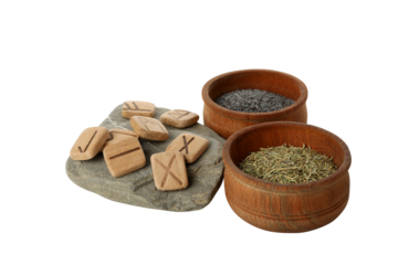 PNG, runes and other magical accessories, isolated on white background.