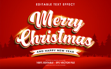 Editable Merry Christmas And Happy New Year Text Effect suitable for a Christmas theme design