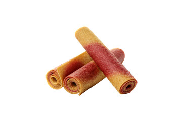 PNG, Three rolls of fruit pastille, isolated on white background