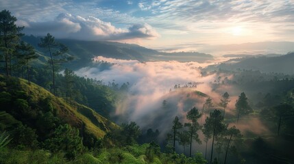 The sky is cloudy and the sun is setting