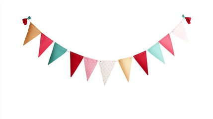 Obraz premium Colorful fabric bunting decor hanging for a festive celebration in a bright setting
