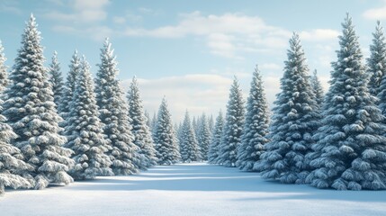 Snowy wonderland, serene winter landscape with snowcovered trees snow