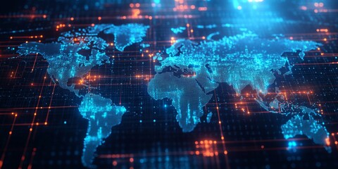 Fototapeta premium Concept of global connectivity through high-speed data transfer.