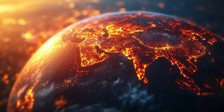 Artistic interpretation of the world overheating from solar extremes.