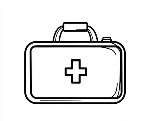 Obraz premium A minimalist illustration of a first aid kit box presented in a continual line drawing style.