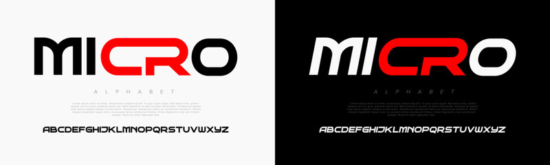 Micro creative modern geometric urban alphabet font. Digital abstract futuristic, game, techno, robot, music, logo, sport, minimal technology typography. Simple numeric vector illustration