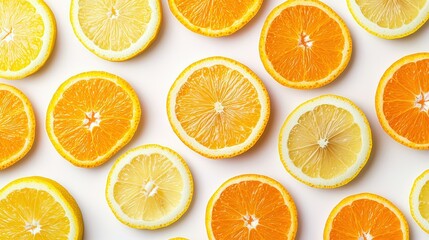 Fototapeta premium A close up of oranges and lemons with the oranges being the dominant color