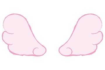 手描きのかわいい天使の羽　ピンク