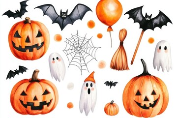 Fototapeta premium Whimsical Watercolor Halloween Collection 