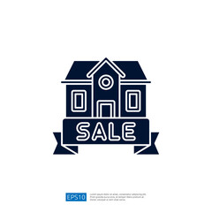 A graphic illustration of a house with a 