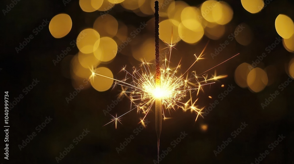 Wall mural burning sparkler with bokeh light background