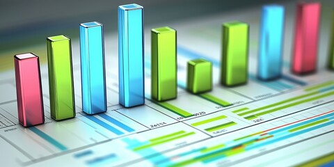 Obraz premium A vibrant bar graph showcasing sales performance.