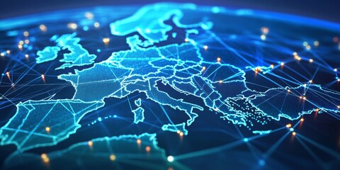 Comprehensive network diagram showcasing supply chain logistics in Europe.