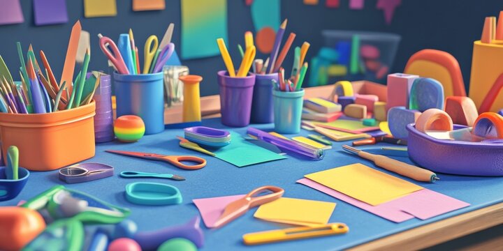 A vibrant crafting corner filled with arts and crafts supplies.