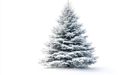 Fototapeta premium Snowy white christmas tree, a vision of winter wonderland magic sparkling