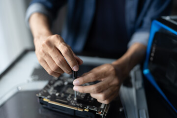 IT Engineer installing Hardware Equipment Development Facility Engineer  Maintenance computer Motherboard Electronic repair shop technology business