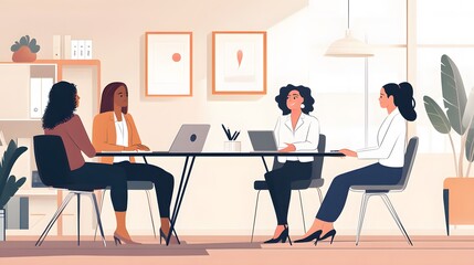 Corporate ethics. Professional communication. Business women discussing project. 