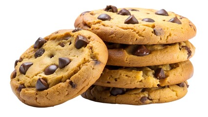 Three Chocolate Chip Cookies Stacked