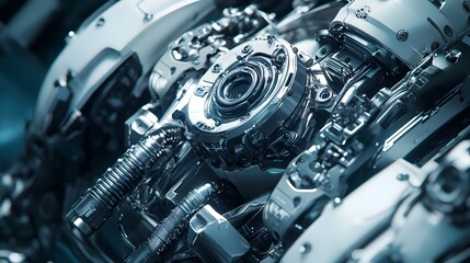 Fototapeta premium Close-up Shot of Intricate Automotive Machinery with Gears and Metal Components
