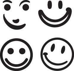 Collection of Smile Silhouettes with Different Expressions